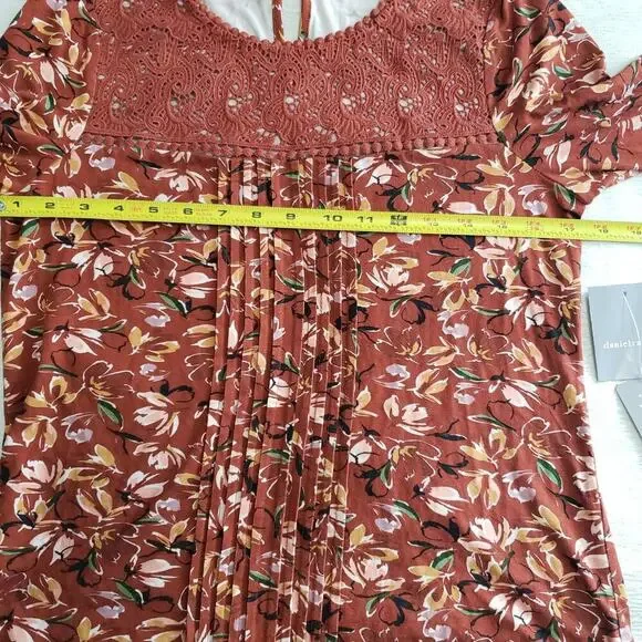 Daniel Rainn Crochet pleated lace trim long sleeve shirt Stitch Fix Size PS - Picture 9 of 9